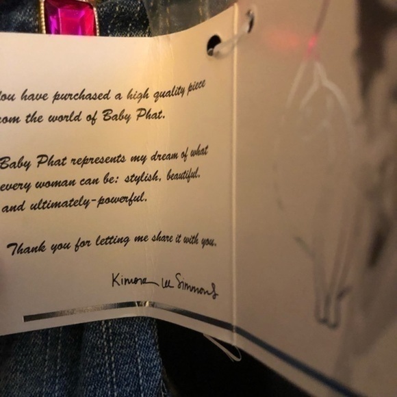 NWT Baby Phat boot cut Rhinestone sparkle embroidered pocket blue jeans sz 5 - Picture 6 of 16